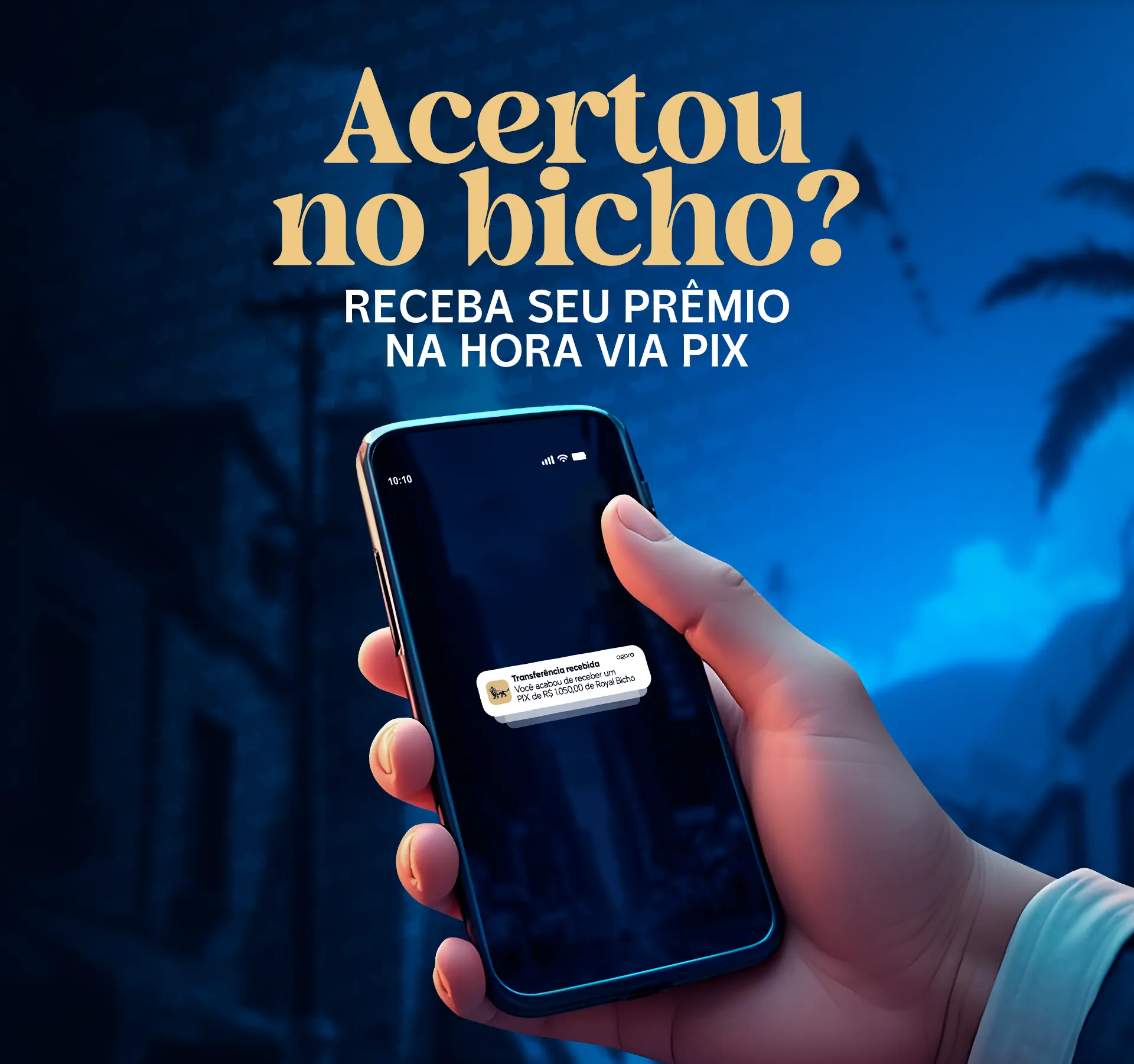 Receba seu prêmio na hora via pix. BichoRoyal